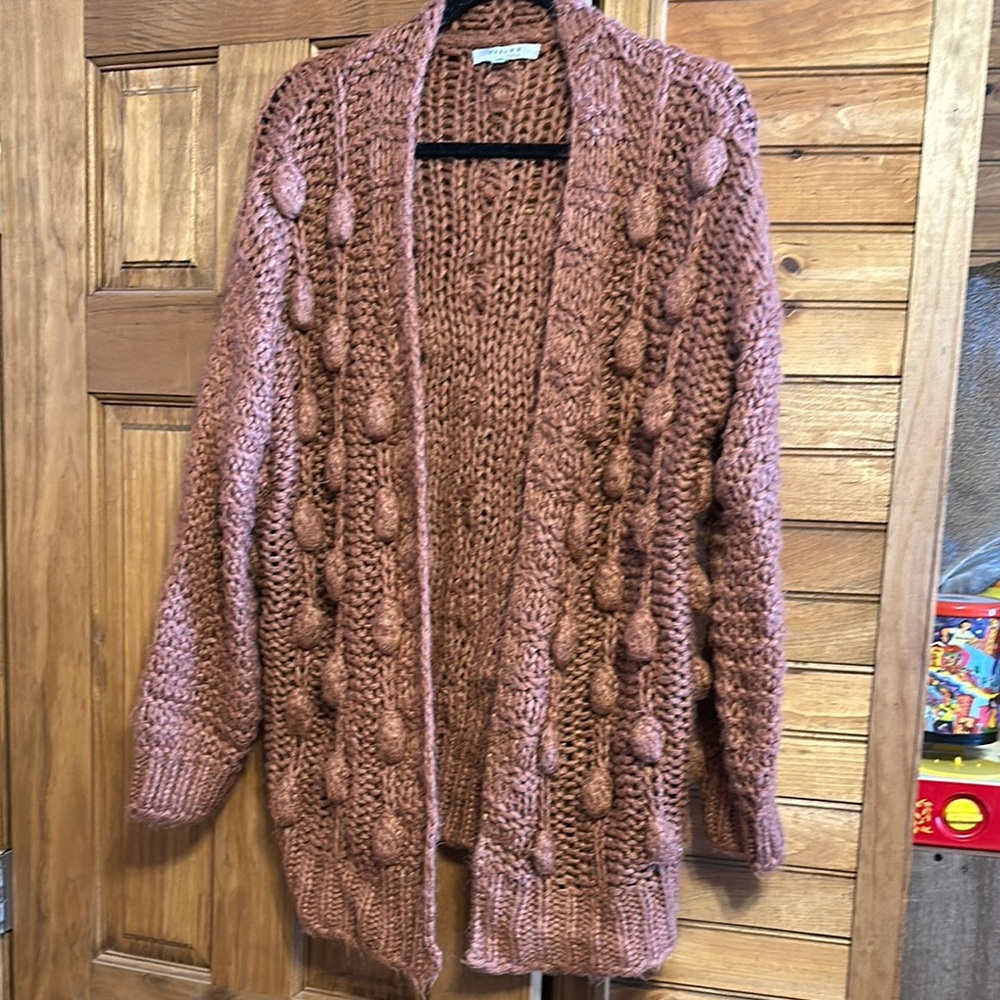 FAVLUX Pink Cable Knit Cardigan Sweater